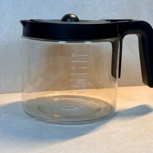 Keurig 12 Cup Glass Coffee Carafe Replacement Pot Black Lid and Handle Clear